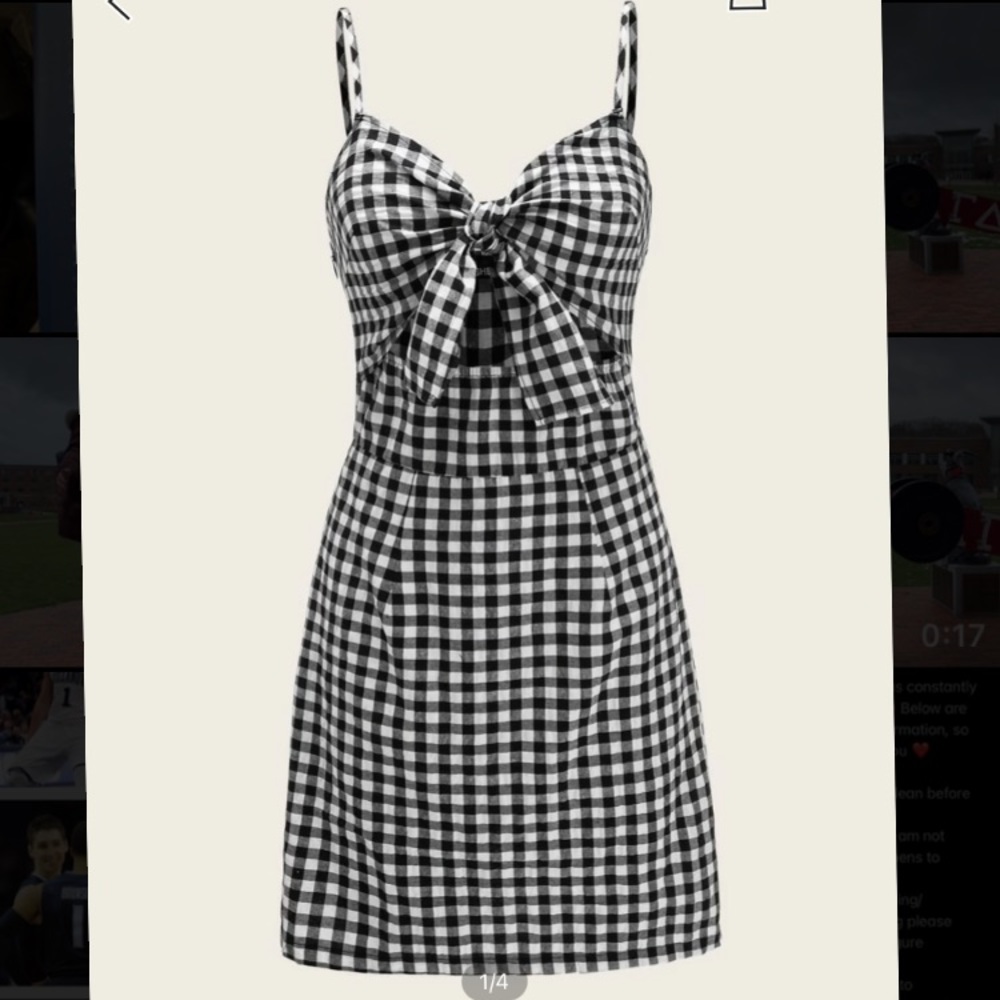 NWOT Gingham Tie Front Peekaboo Cami Dress